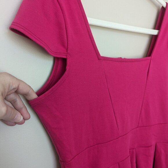 Dots bright pink mini skater dress cap sleeve Medium barbie cottagecore - Picture 3 of 10